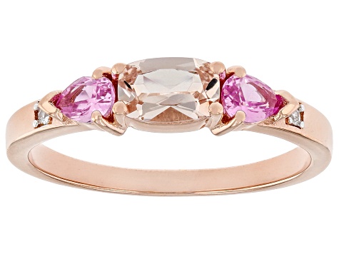 Peach Morganite, Lab Sapphire With White Zircon 18k Rose