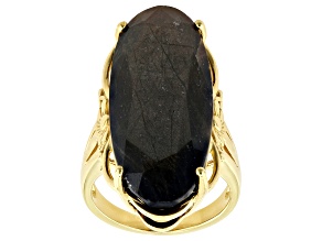 Golden Sheen Sapphire 18k Yellow Gold Over Sterling Silver Ring 27.21ct