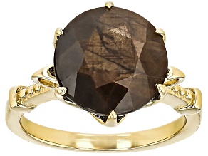 Golden Sheen Sapphire 18k Yellow Gold Over Sterling Silver Ring 8.03ct