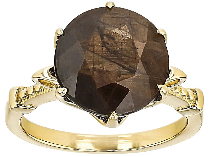 Golden Sheen Sapphire 18k Yellow Gold Over Sterling Silver Ring 8.03ct