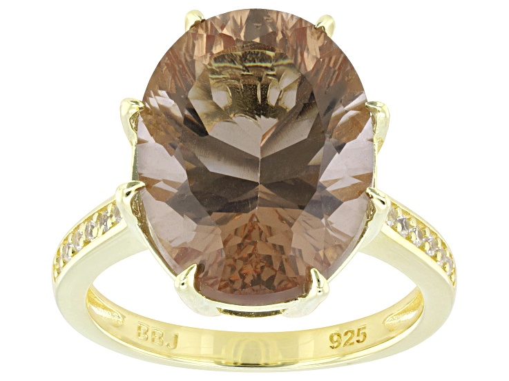 Color Change Zandrite(R) With White Zircon 18k Yellow Gold Over Sterling Silver Ring 7.33ctw