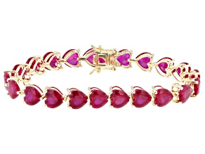 Red Lab Created Ruby 18k Yellow Gold Over Sterling Silver Bracelet 44.97ctw