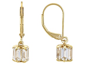 White Lab Created Sapphire 18k Yellow Gold Over Sterling Silver Earrings 2.69ctw