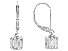 White Lab Created Sapphire Rhodium Over Sterling Silver Earrings 2.69ctw