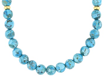 Picture of Blue Composite Turquoise 18k Yellow Gold Over Sterling Silver Necklace