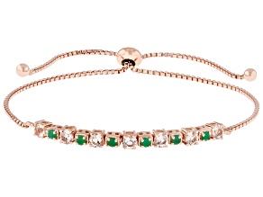 Peach Morganite 18k Rose Gold Over Sterling Silver Bolo Bracelet 0.94ctw
