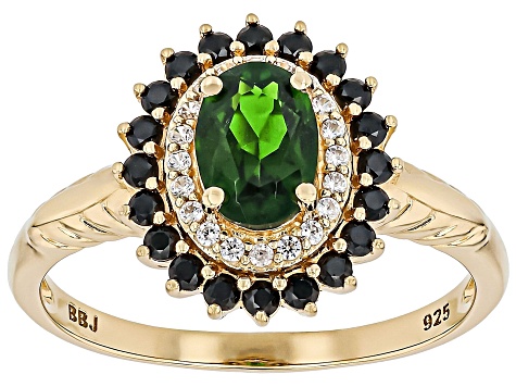 Green Chrome Diopside 18k Yellow Gold Over Sterling Silver Ring 1.24ctw