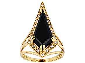 Black Spinel 18k Yellow Gold Over Sterling Silver Ring 7.00ctw