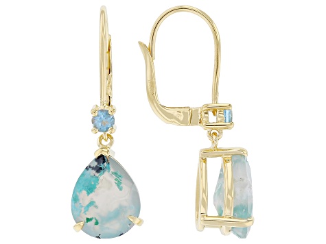 Blue Aquadite with Swiss Blue Topaz
18K Yellow Gold Over Sterling Silver Earrings 4.83ctw