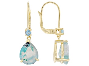 Blue Aquadite with Swiss Blue Topaz
18K Yellow Gold Over Sterling Silver Earrings 4.83ctw