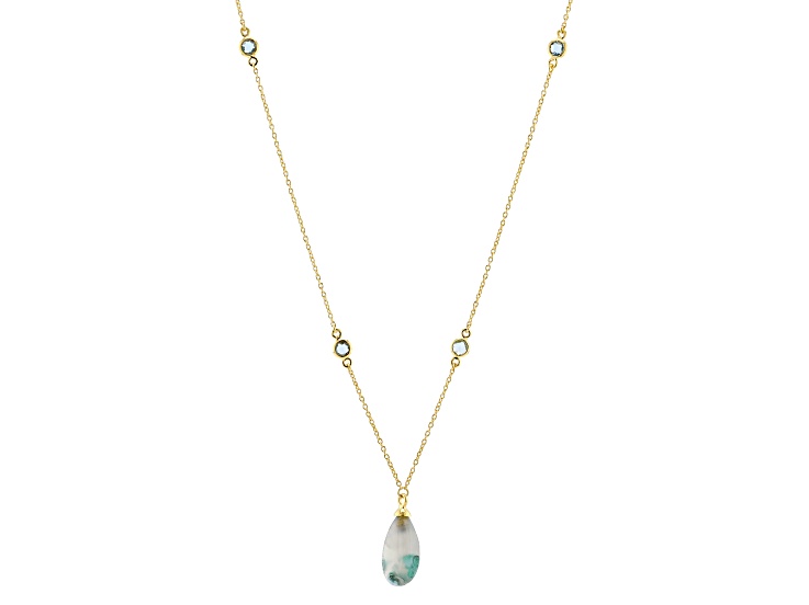 Aquaditeâ„¢ with Swiss Blue Topaz 18K Yellow Gold Over Sterling Silver Necklace 4.68ctw