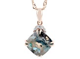 Blue Aquadite™ with White Zircon 18K Rose Gold Over Sterling Silver Pendant with Chain 3.44ctw