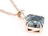 Blue Aquadite™ with White Zircon 18K Rose Gold Over Sterling Silver Pendant with Chain 3.44ctw