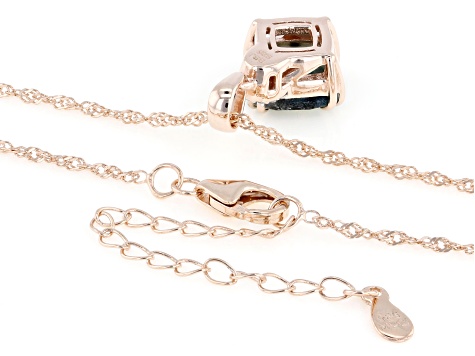 Blue Aquadite™ with White Zircon 18K Rose Gold Over Sterling Silver Pendant with Chain 3.44ctw