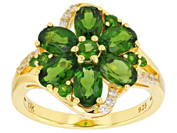 Picture of Green Chrome Diopside with White Zircon 18K Yellow Gold Over Silver Ring 4.65ctw