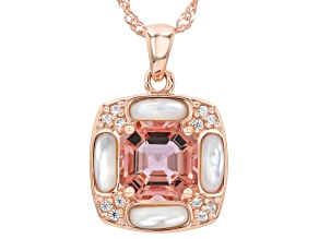 Color Change Zandrite(R), Mother-of-Pearl & Zircon 18K Rose Gold Over Silver Pendant/Chain 2.74ctw