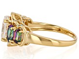Strontium Titanate With Mystic Fire®  Green Topaz 18K Yellow Gold Over Sterling Silver Ring 3.82ctw