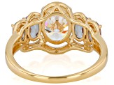 Strontium Titanate With Mystic Fire®  Green Topaz 18K Yellow Gold Over Sterling Silver Ring 3.82ctw