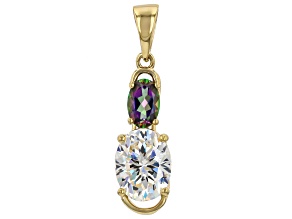 Strontium Titanate With Mystic Fire® Topaz 18K Yellow Gold Over Sterling Silver Pendant