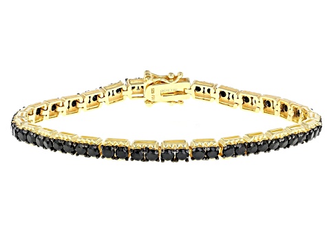 Black Spinel 18k Yellow Gold Over Sterling Silver Bracelet 7.06ctw