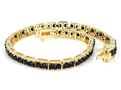 Black Spinel 18k Yellow Gold Over Sterling Silver Bracelet 7.06ctw