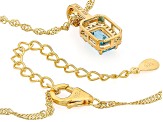 Blue Zircon With White Zircon 18k Yellow Gold Over Sterling Silver Pendant With Chain 1.75ctw