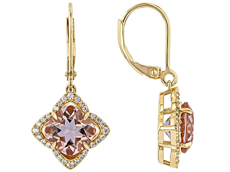 Color Change ZandriteÂ® With White Zircon 18k Yellow Gold Over Sterling Silver Earrings 4.22ctw