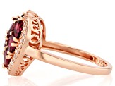 Grape Color Garnet With White Zircon 18k Rose Gold Over Sterling Silver Ring 2.48ctw
