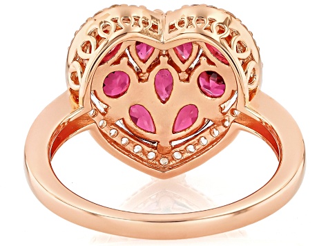 Grape Color Garnet With White Zircon 18k Rose Gold Over Sterling Silver Ring 2.48ctw