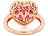 Grape Color Garnet With White Zircon 18k Rose Gold Over Sterling Silver Ring 2.48ctw