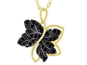 Black Spinel 18k Yellow Gold Over Sterling Silver Pendant With Chain 0.28ctw