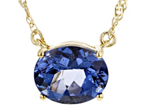 3.60ct Butterfly Blue Topaz 18K Yellow Gold Over Sterling Silver Solitaire Necklace