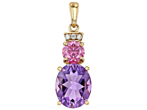 Canela Amethyst With Moissanite Fire® 18K Yellow Gold Over Sterling Silver Pendant 2.57ctw