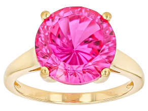 Pink Spin Fire Lab Created Sapphire 18K Yellow Gold Over Sterling Silver Ring 7.82ct