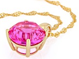 Pink Spin Fire Lab Created Sapphire 18K Yellow Gold Over Sterling Silver Pendant with Chain 7.82ct