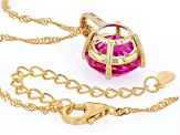 Pink Spin Fire Lab Created Sapphire 18K Yellow Gold Over Sterling Silver Pendant with Chain 7.82ct