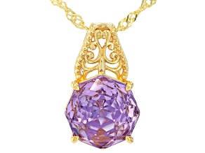 Purple Amethyst 18K Yellow Gold Over Sterling Silver Rose Cut Solitaire Pendant With Chain 3.83ct