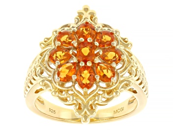 Picture of Fire Opal 18k Yellow Gold Over Sterling Silver Ring 0.83ctw