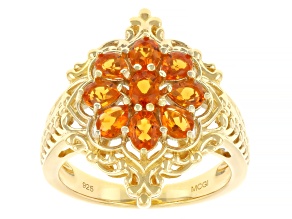 Fire Opal 18k Yellow Gold Over Sterling Silver Ring 0.83ctw