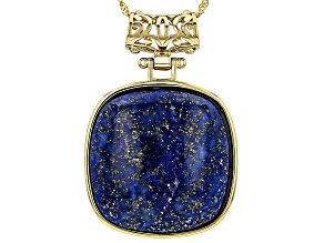 Lapis Lazuli 18k Yellow Gold Over Sterling Silver Pendant with Chain