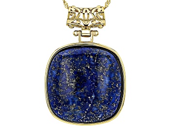 Picture of Lapis Lazuli 18k Yellow Gold Over Sterling Silver Pendant with Chain
