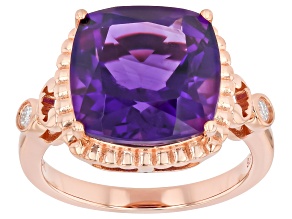 African Amethyst with White Moissanite Fire® 18K Rose Gold Over Sterling Silver Ring 5.45ctw