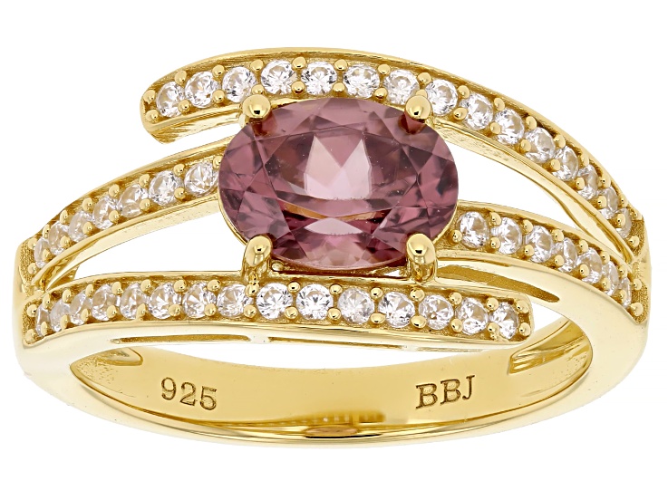 Blush Zircon With White Zircon 18K Yellow Gold Over Sterling Silver Ring 2.00ctw