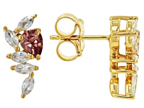 Blush Zircon With White Zircon 18K Yellow Gold Over Sterling Silver Earrings 1.39ctw