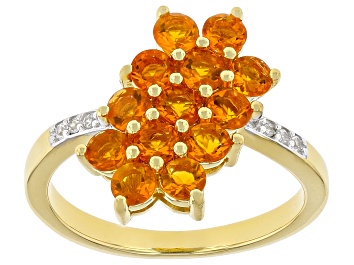 Picture of Fire Opal With White Zircon 18k Yellow Gold Over Sterling Silver Ring 0.96ctw