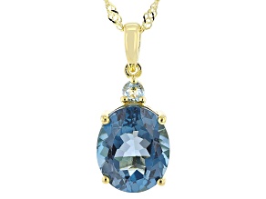 London Blue Topaz 18k Yellow Gold Over Sterling Silver Pendant with Chain 5.72ctw