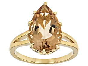 Champagne Quartz 18k Yellow Gold Over Sterling Silver Ring 4.41ct