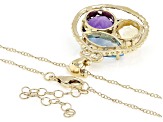 Multi Gemstone 18k Yellow Gold Over Sterling Silver Pendant With Chain 14.57ctw