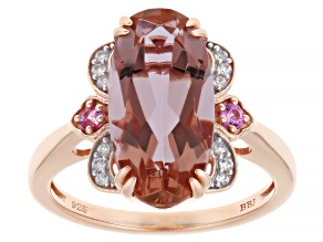 Color Change Zandrite®, Lab Sapphire, Zircon 18K Rose Gold Over Silver Ring 5.14ctw