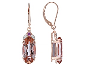 Color Change Zandrite®, Pink Lab Sapphire & White Zircon 18K Rose Gold Over Silver Earrings 10.02ctw
